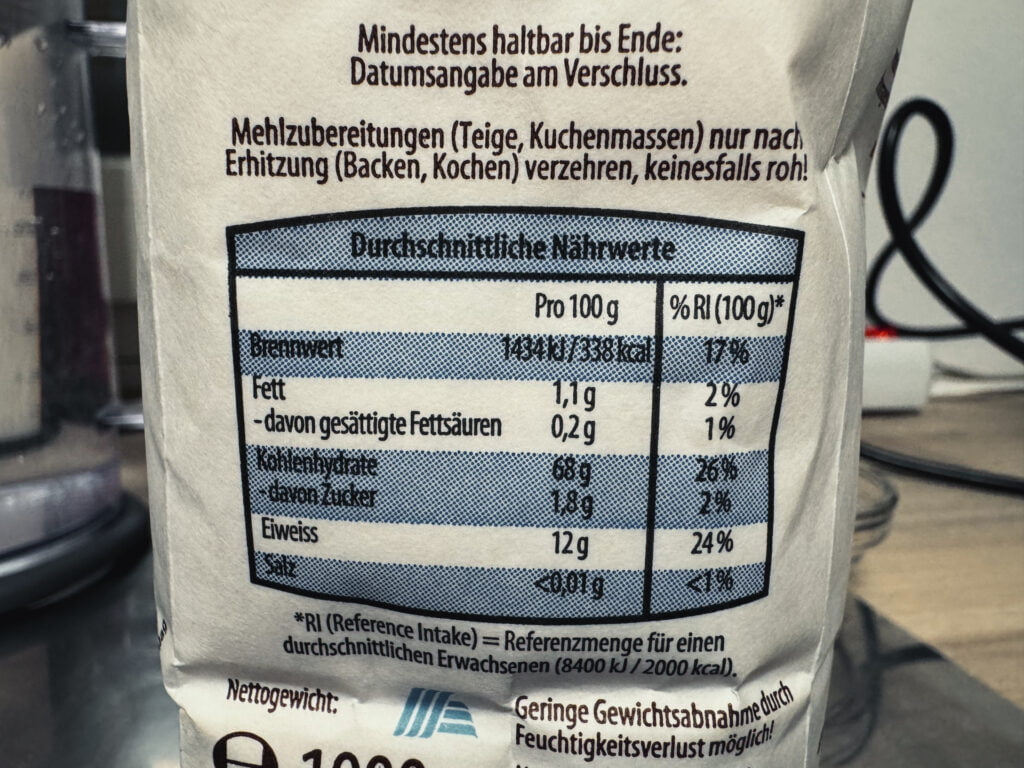 Hofer Mehltest Nährwerttabelle