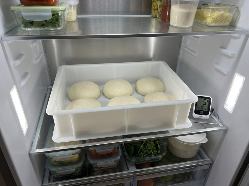 Teigballenbox im Kühlschrank