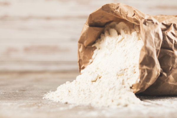 Sack of flour with flour
