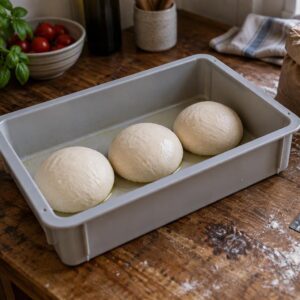 Drei Teiglinge aus 500 g Mehl in der Teigballenbox